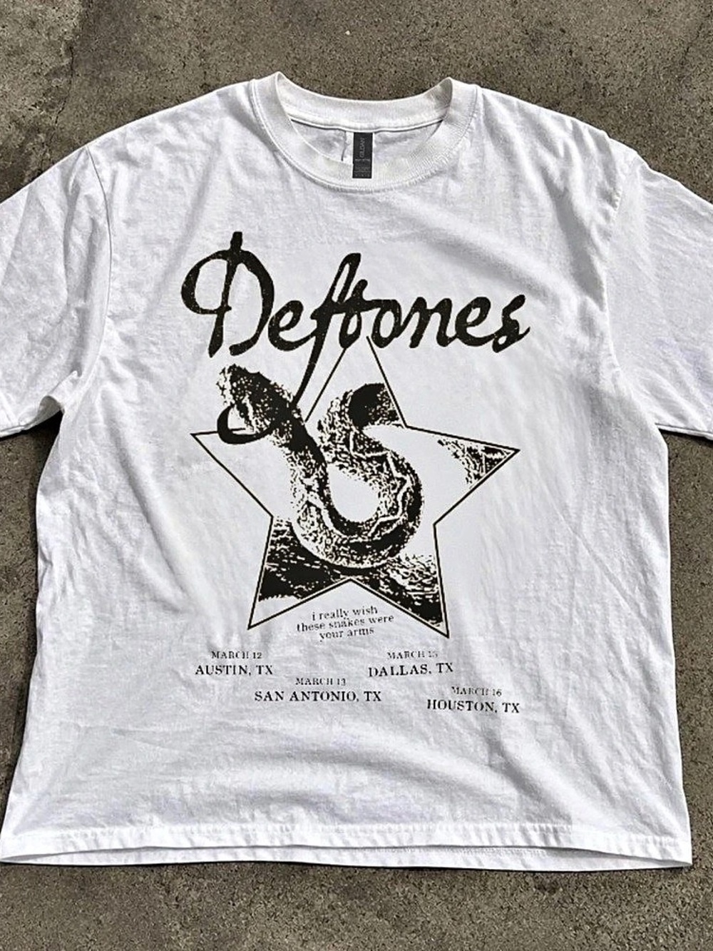 Deftones Texas Tour Snake Star Graphic T-Shirt in White